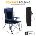 thumbnail image 6 of Folding Camping Chair For Adults With Adjustable Back, Heavy-Duty 500 Lbs Support, Oversized Collapsible Portable High Back Reclining Chair For Outdoor Lawn Patio Balcony (Blue), 6 of 7