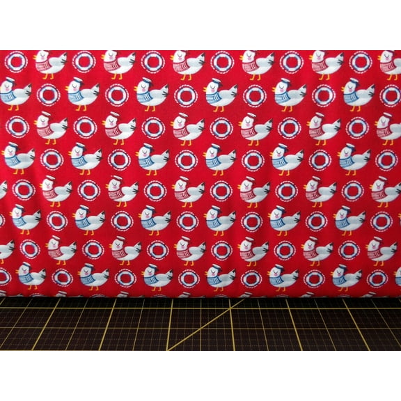 Studio E Fabrics A Whale Of A Time Seagulls Red Quilt Fabric 100% Cotton Fabric sold by the yard