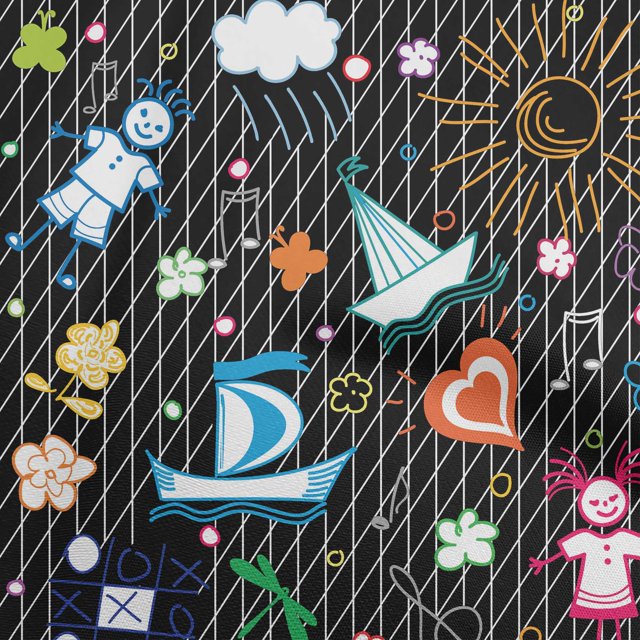 oneOone Polyester Spandex Black Fabric Kids Sewing Craft Projects Fabric Prints By Yard 56 Inch Wide