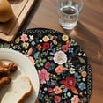 thumbnail image 3 of Watercolor Flowers Round 15 Inch Placemats Set of 4, Farmhouse Floral Vintage Black HeatResistant Non Slip Place Mats for Dining Table, Wipeable Braided Kitchen Table Mats for Housewarming, 3 of 9