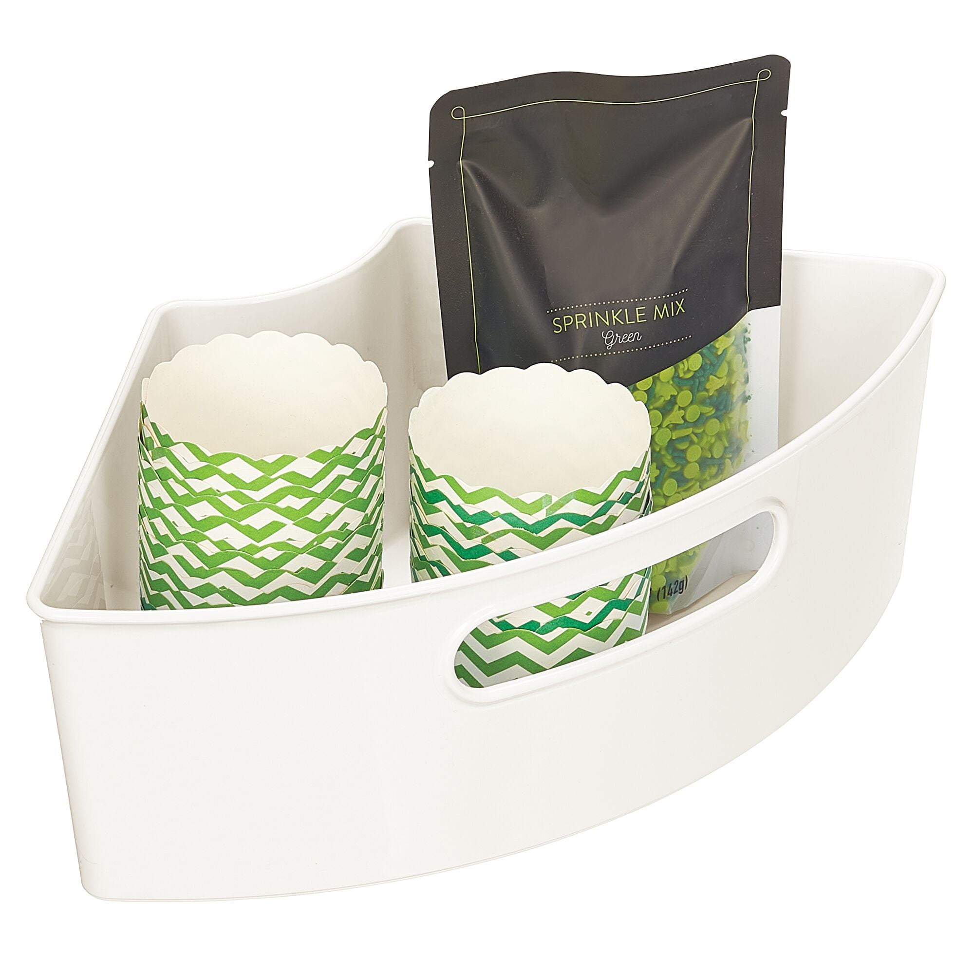 Buy mDesign Plastic Lazy Susan Storage Bin with Front Handle