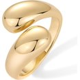 thumbnail image 1 of Anillos apilables abiertos y gruesos chapados en oro de 14 quilates para mujer, banda de anillo con diseño llamativo cruzado, 1 of 5