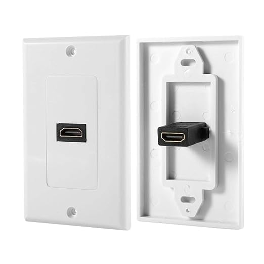 1 Port Gold-Plated HDMI Wall Plate, Single Outlet Port Insert - HDMI Face Plate Socket Insert Jack Perfect for Home Theater System