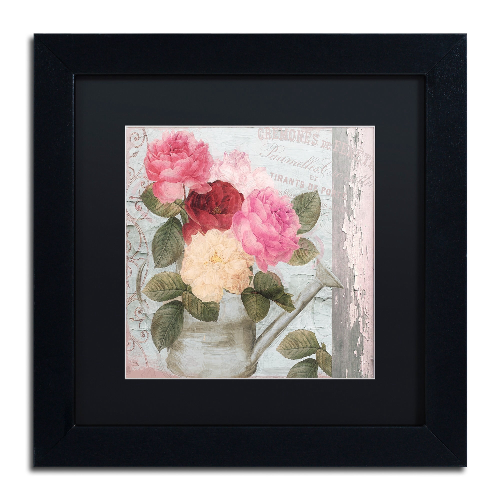 Trademark Fine Art "Chalet d'Ete Roses" Canvas Art by Color Bakery Black Matte, Black Frame