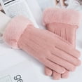 thumbnail image 4 of Women's winter warm touch screen gloves Warm soft lining elastic cuffs - Pink, 4 of 6