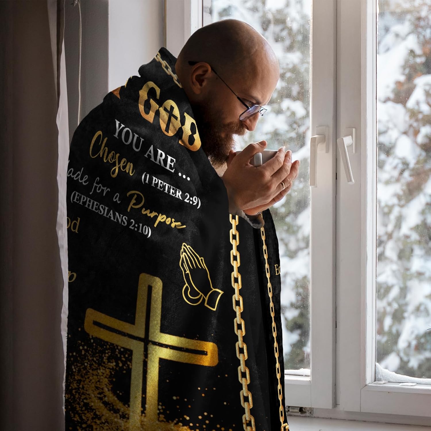 Christian Gifts for Men Blanket 60" x 50", Religious ​Baptism Gifts for Man, Confirmation Gifts for Boys, Man of God/Bible/Inspirational/Spiritual/Catholic Gifts for Men