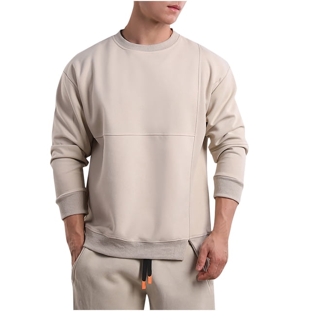 Blusas y camisas de manga larga con cuello redondo para hombre, sudaderas casuales de moda, jersey de cuello redondo, sudadera de manga larga, blusa para hombre