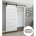 thumbnail image 3 of Sliding Barn Door 18 x 80 with Hardware | Quadro 4117 White Silk with Frosted Opaque Glass | Top Mount 6.6FT Rail Hangers Sturdy Set | Lite Wooden Solid Panel Interior Doors, 3 of 6