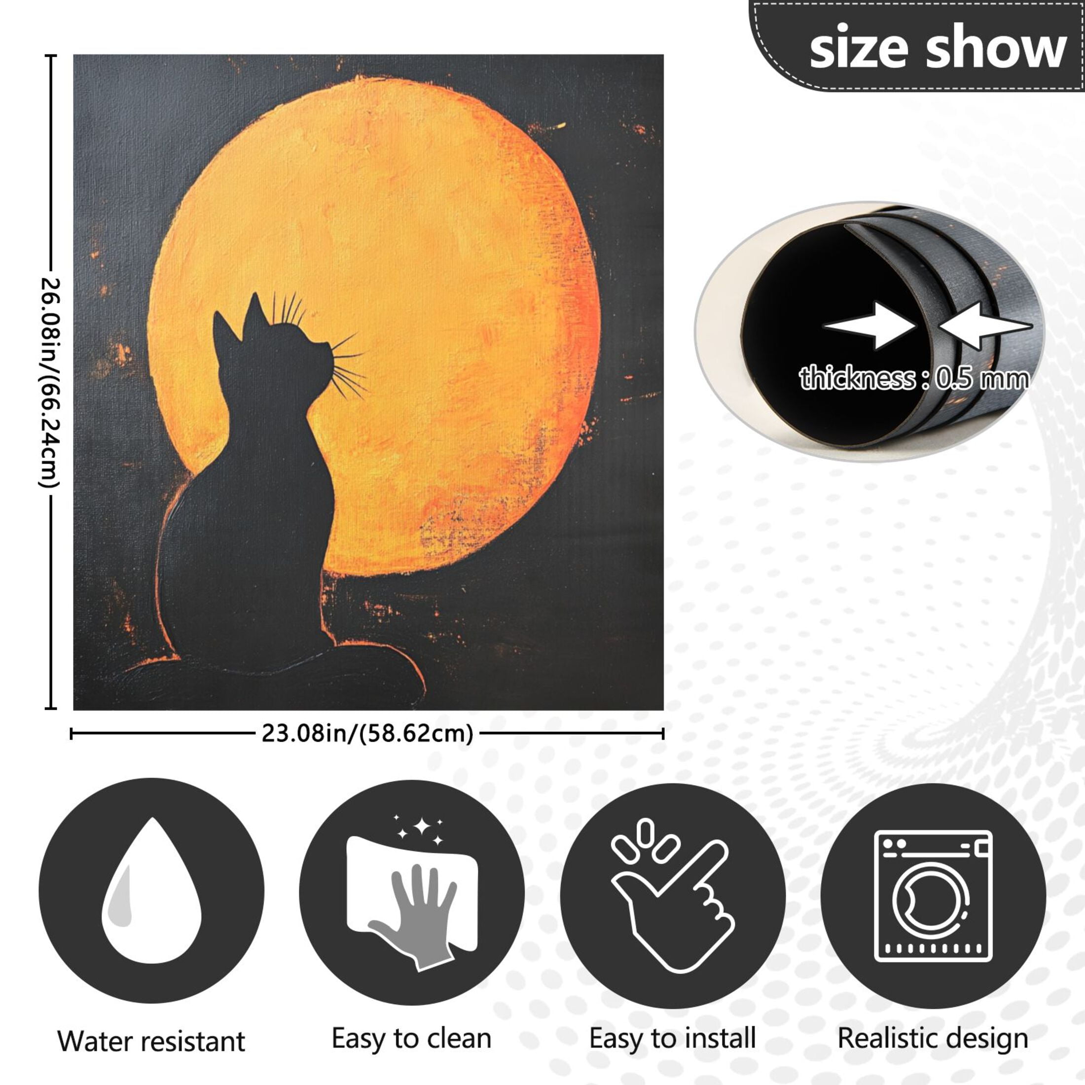 Dishwasher Magnetic Sticker 23x26 Inch Refrigerator Magnetic Sticker Washing Machine Magnetic Sticker Kitchen Panel Magnetic Sticker Home Decor Orange Moon Cat