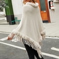 thumbnail image 5 of KIHOUT Cardigans For Women Plus Sizes ClearanceWomen's Solid Color Shawl Warm Collar Tassel Solid Color Knitted Cape Shawl, 5 of 6