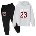 thumbnail image 3 of Conjunto de 2 piezas de ropa deportiva informal para primavera y otoño para niños, sudadera con capucha y pantalones, chándal de moda para bebés y niñas, 3 of 5