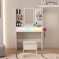 thumbnail image 3 of Vanity Desk with LED Lights Mirror & Power Outlet,Vanity Table Set with Storage Drawers & Chair, 3 Lighting Modes & Led RGB Adjustable Brightness, Dressing Table for Women Girls Bedroom, White RR, 3 of 4