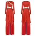 thumbnail image 7 of iiniim Women Liturgical Dancewear Long Sleeve Praise Dance Tunics with Wide Leg Baggy Pants Red S, 7 of 7