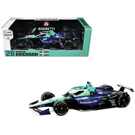 Dallara IndyCar #28 Marcus Ericsson "Delaware Life" Andretti Autosport "NTT IndyCar Series" 1/18 Diecast Model Car by Greenlight