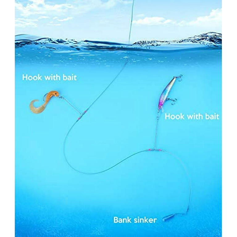 High Low Rig Bottom Rigs Surf Fishing Leaders, Double Drop Rig Wire Leader  With Snap Swivel Stainless Steel High-Strength Fish Catfishing Tackle