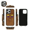 thumbnail image 5 of Crossbody Case Wallet Phone Case for iPhone 16 with Strap,With Mirror, RFID Blocking Card Holder, Kickstand, PU Leather Shockproof Anti-fall Rugged Phone Cover for Women Girls,Brown, 5 of 12