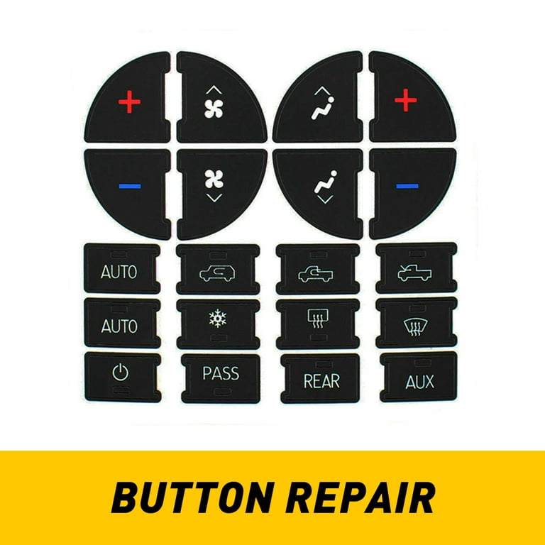 AC Dash Button Repair Kit, Car Button Decals - Best for Fixing Ruined Faded Buttons Sticker Replacement Fits Chevrolet Models, Size: 9.8, Black