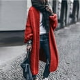 thumbnail image 2 of Lovskoo 2024 Long Cardigans for Women Trendy Long Sleeve Solid Color Coarse Knit Loose Oversized Sweater Cardigan Red, 2 of 9
