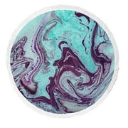 ABPHQTO Acrylic Painted Waves Round Beach Blanket with Tassels Beach Throw Towel Yoga Mat Picnic Blanket