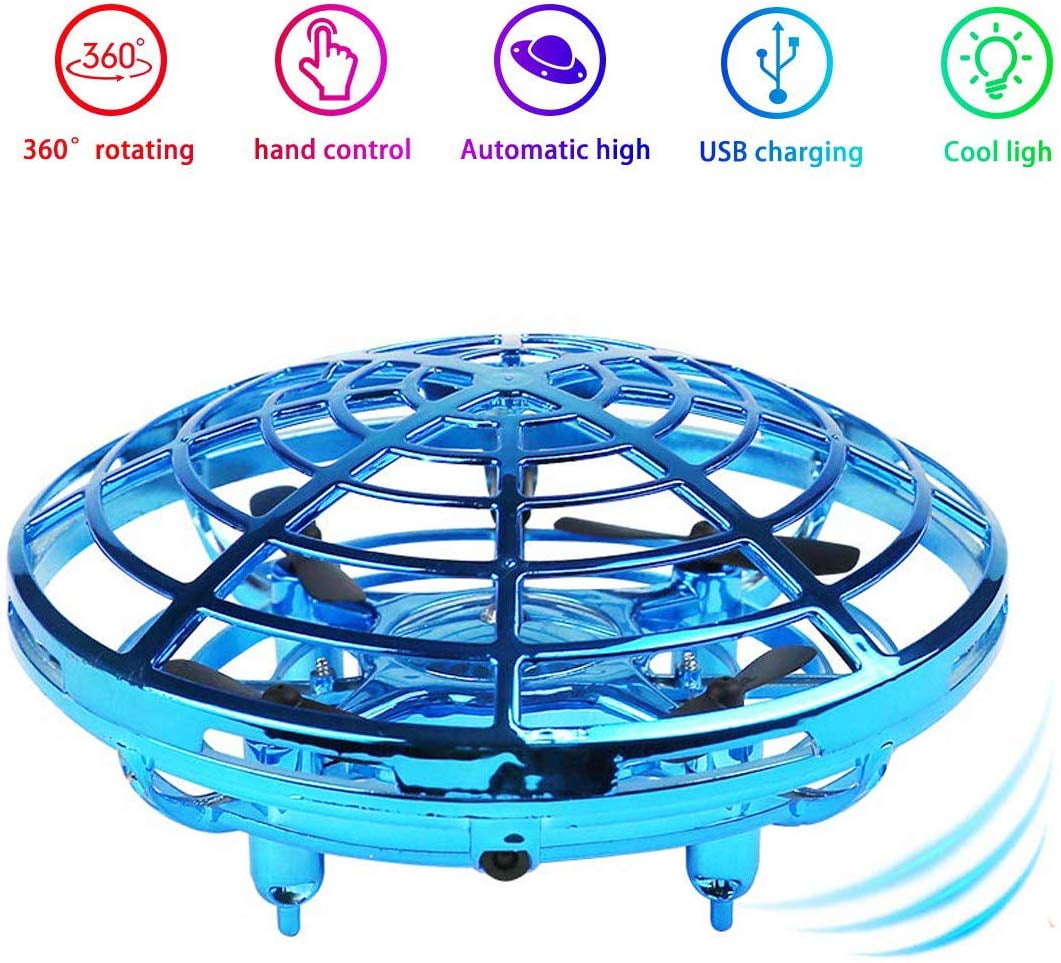 Hand Operated Drones for Kids,Scoot Drone Hands Free,Infrared Induction Hover Star Motion Controlled UFO with Obstacle Avoidance,Rotating Fly,Perfect Christmas,Birthday Gift for Boys or Girls. Red