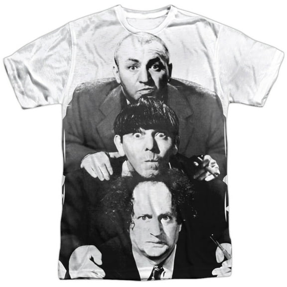 Three Stooges Men's Three Stacked Sublimation T-shirt White