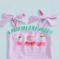 thumbnail image 5 of mgoYE Swimsuit for Baby Girl Baby Girl Swimsuits Fruit Pattern Plaid Baby Girl Bathing Suit Trim Tie Infant Girl Swimwear 6M-3T(Purple,12-18 Months), 5 of 5