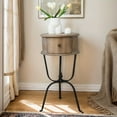 thumbnail image 5 of Brown Round End Table with Drawer - Solid Wood & Metal Legs, Perfect for Living Room or Bedroom, 5 of 6