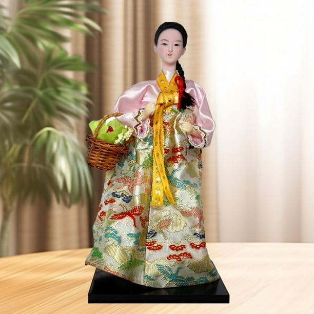 CUTICATE Hanbok Doll Korean Geisha Doll Mini Kabuki Statue Traditional Handicraft Antique Asian Vintage Doll for Shelf Home Store K Walmart Business Supplies