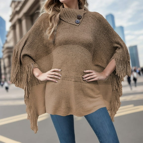 Women's Fringe Cape Sweater Half Open Collar Contrast Knitted Cardigan Shawl Wrap Sweater Chiffon Scarf Dress Cover up Formal Womens Wraps And Shawls with Pockets Head Scarfs for Women Lightweight