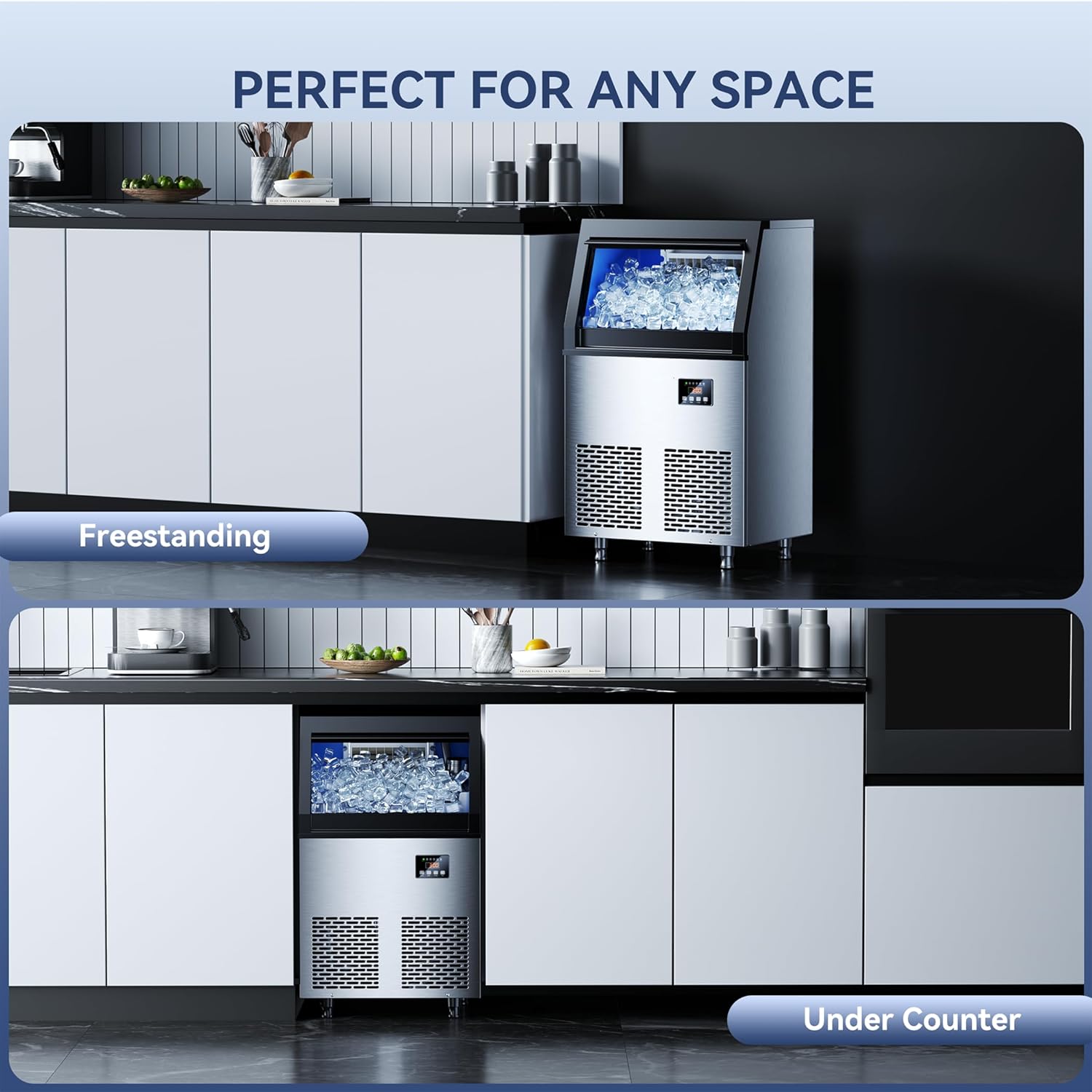 Coolski Commercial Ice Maker, 200 lbs/24H Under Counter Ice Machine, 35 lbs Bin