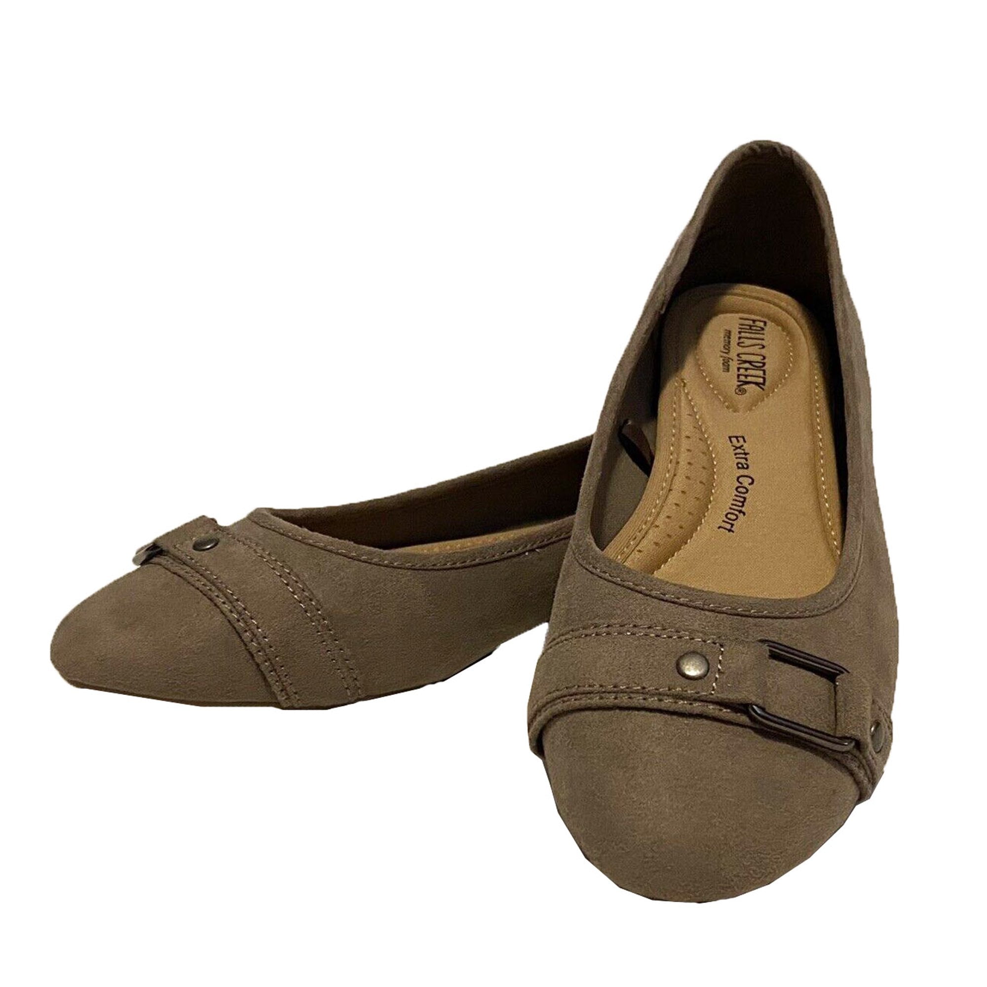 Falls Creek Women s Memory Foam Slip On Flats Shoe Taupe 9