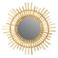 thumbnail image 1 of Fabulaxe QI004070 21 x 9.5 in. Sunburst Decorative Rattan Wood Round Modern Boho Hanging Wall Mirror, Natural, 1 of 1