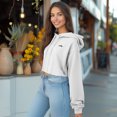 thumbnail image 4 of Dalix Salty Embroidery Fleece Hoodie Cropped Long Sleeve Drawstring Fall Spring Womens in White S Small, 4 of 5