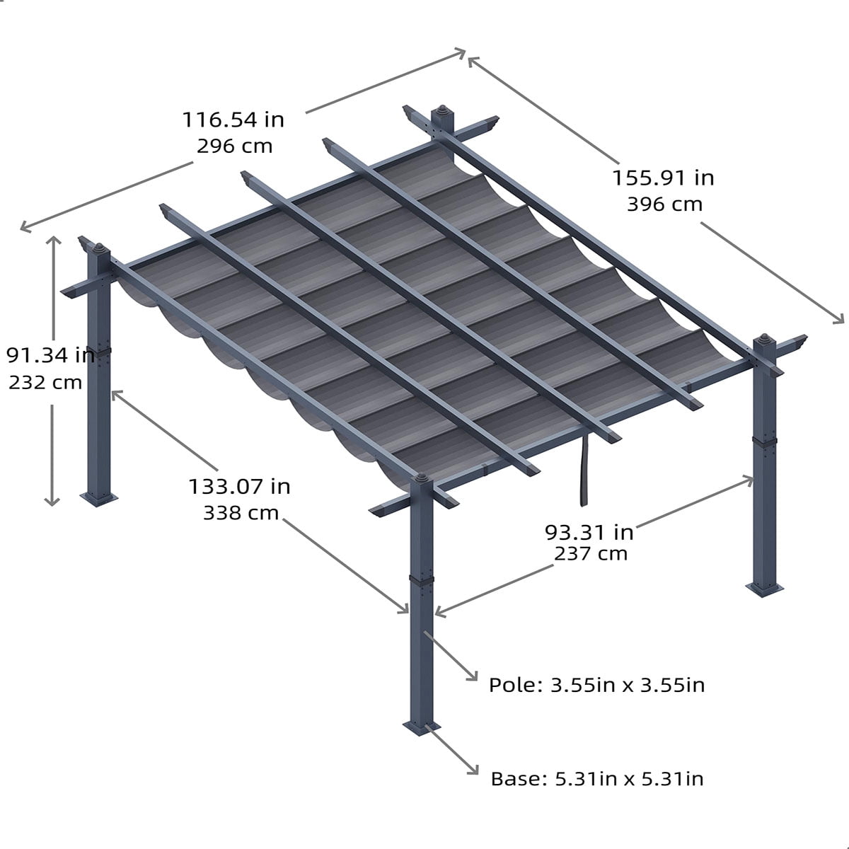 Danolapsi Outdoor Pergola 10 x 10ft Aluminum Pergola, Outdoor Shelter Modern Design with Adjustable Roof Sun Shade Pavilion Grape Trellis Grill Gazebo for Gardens, Patios, Garden Yard, Poolside, Deck
