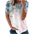 thumbnail image 1 of Blouses à Manches Courtes pour Femmes Mode Été Ample Imprimé Col Rond T-Shirt Manches Courtes Blouse Décontractée T-Shirts d'Été pour Femmes Blouse Manches Courtes T-Shirts d'Été pour Femmes, 1 of 5