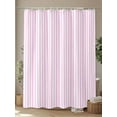 thumbnail image 4 of Fsddascl Pink White Stripe Shower Curtain Set - Long 72" x 84" Washable Bathtub Curtain with 12 Hooks, Modern Minimalist Geometric Striped Waterproof Fabric Stall Shower Curtains for Bathroom/Bathtub, 4 of 6