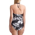thumbnail image 3 of DKNY Womens Printed Adjustable Side Halter One-Piece Swimsuit, Black/White, 18, 3 of 3