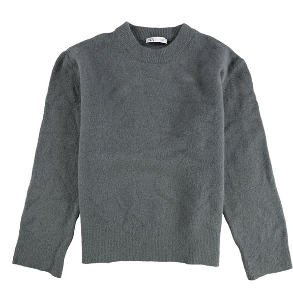Zara Womens Solid Pullover Sweater, Grey, Medium