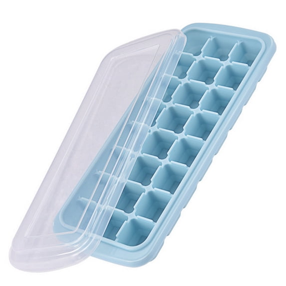 Huanledash Ice Cube Tray Large Capacity with Cover Silicone 24 Grids Easy Release Ice Cube Trays Kitchen Tool