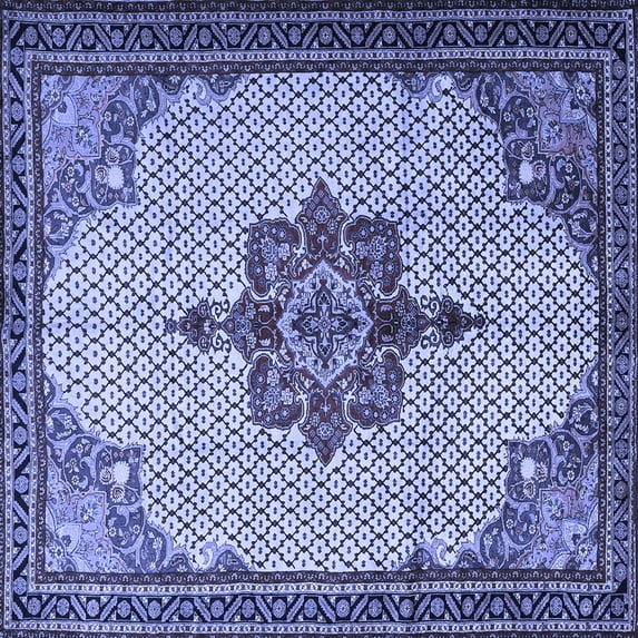 Ahgly Company Machine Washable Indoor Square Persian Blue Traditional Area Rugs, 6' Square