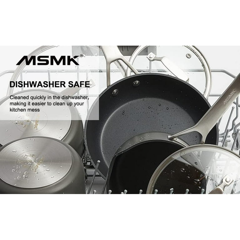 MsMk Large 4.5 Quart Saute Pan with lid, Fried Chicken Burnt also Nonstick,  Non-Toxic, Stay-Cool Handle, Scratch-resistant, Peeling-resistant