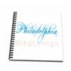 3dRose American Cities - Philadelphia Pennsylvania red and blue on white - Mini Notepad, 4 by 4-inch