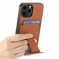 thumbnail image 2 of Magnetic Carbon Fiber Case for iPhone 14 Pro Max with Holder Kickstand, Fiber Texture Wallet Phone Case with Card Holder Durable Military Grade Protection Cover for iPhone 14 Pro Max, Brown, 2 of 10