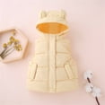 thumbnail image 1 of JIANJIA Abrigos y chaquetas para niños pequeños, de color liso, con orejas de oso, con capucha, sin mangas, ligeros y gruesos, ropa de abrigo para otoño e invierno, ropa deportiva, 1 of 7
