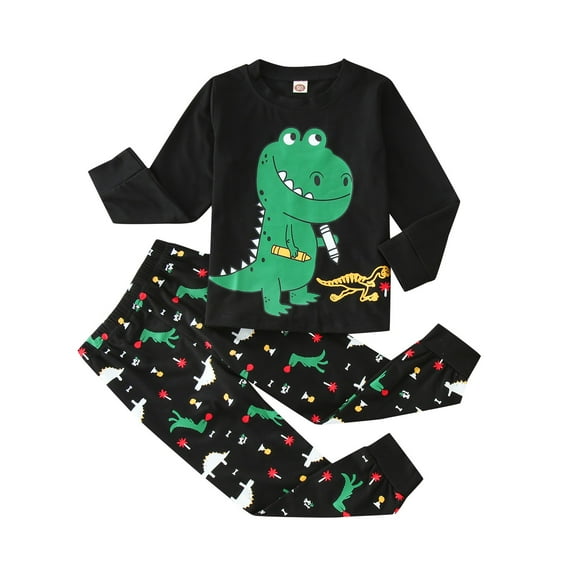 BJUTIR Baby Boys Outfit Sets Baby Kids Boys Girls Long Sleeve Dinosaur Printed Tops Pants Pajamas Outfit Set