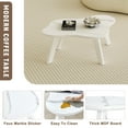 thumbnail image 3 of Small Cloud Coffee Table, 35.4" White Marbling Modern Tea Table, Irregular Low Center Table for Small Spaces Living Room Bedroom, Simple End Table with 4 Legs, 3 of 7