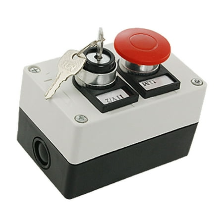 - 2 in 1 Rotary Key Lock Red Mushroom Push Button Switch