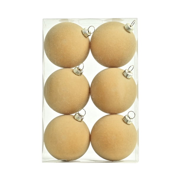 Adornos navideños, bolas de terciopelo, 6 unidades, 2,36 pulgadas, para árbol de Navidad, baby shower, primera Navidad, fiesta de cumpleaños, bolas de terciopelo flocado.