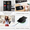 thumbnail image 6 of for Samsung Galaxy S25 Edge Premium PU Leather Folding Case, Multiple Card Slots Design, Wrist Strap Zipper Pocket Kickstand Magnetic Snap, Wireless Charging for Samsung Galaxy S25 Edge, Black, 6 of 9