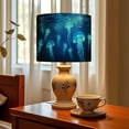 thumbnail image 6 of Jellyfish Linen Drum Lampshades Blue Jellyfishes Marine Life Ocean Underwater Sea Scenery 13"x13"x10" Light Shade for Table Lamps Floor Lamps Drum Lamp Shades Lampshade Replacement Assembly Required, 6 of 8